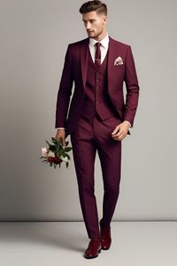 Elevate your style with our Men's Dapper Burgundy 3-Piece Suit. This meticulously crafted suit exudes sophistication and charm, making it the perfect choice for any formal occasion. #DapperGentleman #BurgundySuit #MensStyle #3PieceSuit #ElegantAttire #SuitUp #GentlemanFashion #TailoredToPerfection #FormalWear #BespokeSuit #SartorialElegance #MensFashionInspo #ClassicLook #DapperStyle #FashionForward #StandOutStyle #SuitedUp #BurgundyAndBold #SharpDressedMan #MenswearMonday