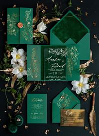 Greenery Gold Wedding Invitations Glamour Acrylic Wedding - Etsy