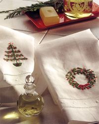 Embroidered Christmas Hand Towels