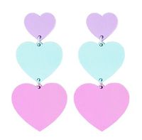 TRIPLE HEART EARRINGS in Pastel ($30.00) • Laser cut acrylic. Surgical stainless steel standard post backed w/ sliver-plated butterfly clutch. Approx. 3cm wide, 7cm tall. | yippywhippy.com