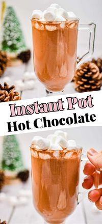 Creamy, chocolatey, and so much better than the powdered version, this decadent Instant Pot Hot Chocolate is so easy to make! Keep this hot chocolate warm in the Instant Pot and create a fun and festive hot chocolate bar for your holiday party!