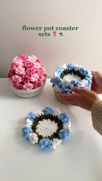 CROCHET PATTERN - Flower Pot Coaster Set