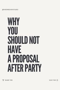 A proposal after party may be your perfect way to celebrate your proposal right after. But there may be a reason not to. There is a very clear and obvious reason why a proposal after party may not be the best choice for you and your bride. She is not a big fan of being the center of attention and is extremely private.