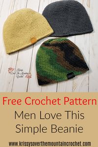 How To Crochet A Simple Beanie That Men Love - Krissys Over The Mountain Crochet