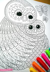 Owls coloring page from Thaneeya McArdle's Power of Love Coloring Book