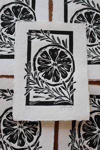 Orange and Rosemary 5x7 Original Linocut Print - Etsy