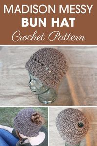 Madison Messy Bun Hat Crochet Pattern - Cream Of The Crop Crochet