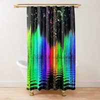 Get my art printed on awesome products. Support me at Redbubble #RBandME: https://www.redbubble.com/i/shower-curtain/Planet-Rainbow-River-by-Roanemermaid/114100686.YH6LW?asc=u