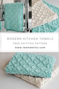 Modern Knit Dish Towel Pattern - Leelee Knits - Beginner Friendly