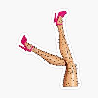 Get my art printed on awesome products. Support me at Redbubble #RBandME: https://www.redbubble.com/i/sticker/Hairy-Legs%21-Great-Stilettos-But-You-Need-To-Shave-Love%21-by-loveplasticpam/21626567.EJUG5?asc=u