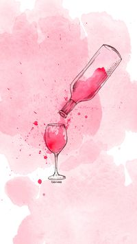 Cute & free watercolor wine bottle phone background. Just a few of our favorite things. ♥ Click through to download the 4 pack of backgrounds for wine lovers.