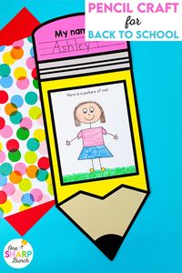 Kick off the school year with this simple first day of school pencil craft and self-portrait drawing activity for preschool and kindergarten! This adorable back to school craft is great for practicing fine motor skills, including scissor cutting skills and gluing skills. This first day of school craft features easy to cut lines, making it the perfect craft for back to school. Add these back to school crafts for kids to your first week of school activities and back to school bulletin board!