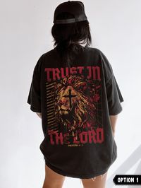 Trust in the Lord Shirt Christian Streetwear Christian Crewneck Faith Based Christian Merch Christian Clothes Made to Worship Jesus Clothes Jesus is King Shop all Christian Apparel here - https://www.etsy.com/ca/shop/TheJuneKind?&search_query=faith+based  Please read before placing your order  1. All our apparel is GENDER NEUTRAL / UNISEX. The relaxed fit is flattering for all bodies. 2. Refer SIZE CHART for measurements. Upsize for oversized looks. 3. This is a UNISEX 100% soft cotton tee - rel