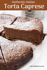 Torta Caprese is a moist, dense flourless chocolate cake that is made with five simple ingredients. My torta caprese recipe is easy to make and with its rich, decadent chocolate flavor, it truly is a chocolate lover's dream come true.