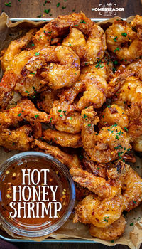 Hot Honey Fried Shrimp is large shrimp, deep-fried until nice and crispy, then tossed in homemade hot honey for a sweet and spicy kick to each bite! Serve as an appetizer with more hot honey for dipping. Or, enjoy the shrimp as the main course with a side dish or two. Any way you serve it, the shrimp will be a hit!