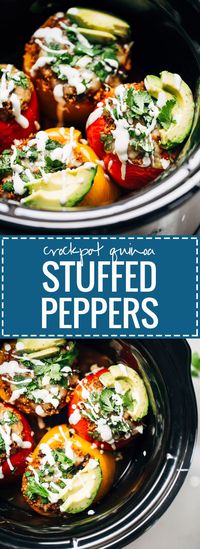 Quinoa Black Bean Crockpot Stuffed Peppers - Pinch of Yum