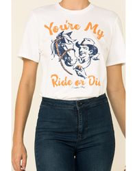 Country Deep Women's You're My Ride Or Die Graphic Tee , White