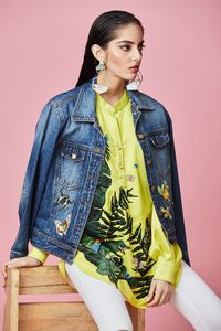 Buy Kukoon The Label Blue Denim Embellished Jacket Online | Aza Fashions