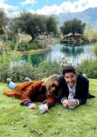 Lauren German and Tom Ellis behind the scenes of Lucifer (2015―)