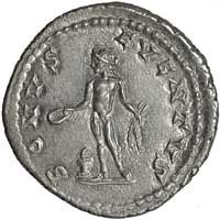 Bonus Eventus, Roman god of success in enterprise. The reverse of a denarius of Elagabalus showing Bonus Eventus.