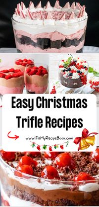 Easy Christmas Trifle Recipes ideas. Make some traditional recipe holiday desserts a day before Christmas, black forest and more to choose. recipes, homemade, desserts, trifles, Christmas, puddings, easy recipes, no bake, fruit, berries, chocolate, cream, custards