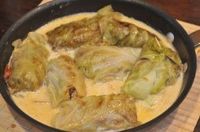 White Cabbage Rolls in creamy gravy.