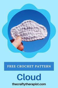 Free crochet cloud pattern. A cloud crochet applique or use together with the free sun applique crochet pattern and hanging rainbow crochet pattern, they look gorgeous together in a wall hanging or mobile. #crochetcloud #cloudapplique #crochetweatherapplique #freecrochetcloudpattern 