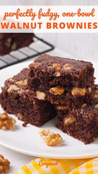 These homemade walnut brownies are easy and chewy. This walnut brownie recipe calls for pantry staples such as cocoa powder and walnuts and can be made at a moment's notice.