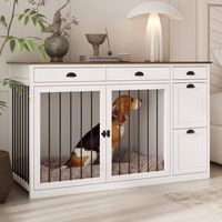 Why choose our dog cratet blends well with any home decor - ideal for a TV stand, display shelf or decorative plant stand. Please take it home. Don't hesitate. Size: large. Color: White.