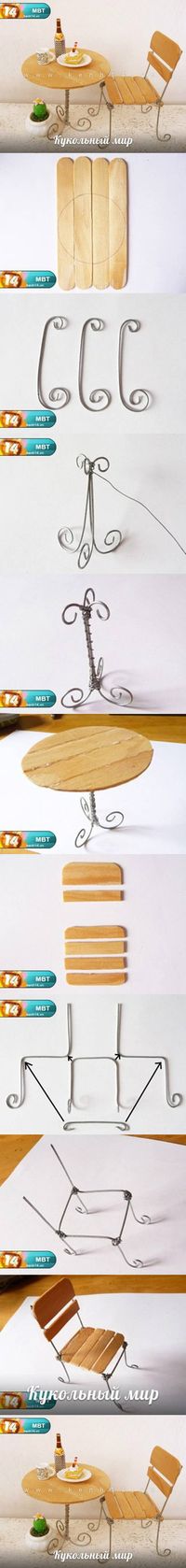 Bet this would work to make for a doll.   DIY Popsicle Stick Desk and Chair DIY Popsicle Stick Desk and Chair