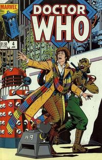 Marvel #DoctorWho comic with attention grabbing cover art featuring a Dalek, Tom Baker's Doctor and K-9.