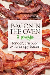 Whether you're a fan of tender, crisp, or extra crispy bacon, this simple method of cooking bacon in the oven is easy. There’s no stove top mess, and it frees up your stove for cooking other breakfast items! #bacon #breakfast #howto #protein #lowcarb #pork