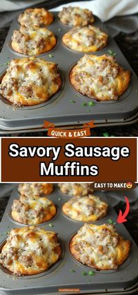 Start your day right with these Sausage Breakfast Muffins, packed with eggs, sausage, cheese, and Bisquick. Perfect for those hectic mornings when you need a quick, satisfying meal.