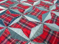 This is the pdf download for the Denim Stars Quilt Pattern. The Denim Stars Quilt is a great way to use up those “vintage” jeans. Also available 6” or 8” octagon template.  These make great memory quilts. Use the loved ones pants or jeans.