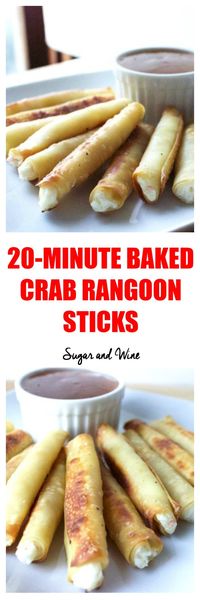 20 Minute Baked Crab Rangoon Sticks | Sugar and Wine