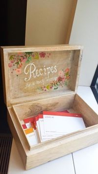 DIY a cute recipe box (like this one from Strawberry Milk Events) for a "guest book" and ask the bride's friends and family to jot down some words of wisdom for what makes a happy marriage. Or, if the bride loves to cook and bake, have everyone bring favorite family recipes to add to the box.