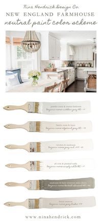 Nina Hendrick Design Co's New England Farmhouse Neutral Paint Color Scheme | A neutral and soothing color scheme for your entire home using a combination of natural colors.