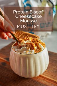 Easy high protein biscoff cheesecake recipe.