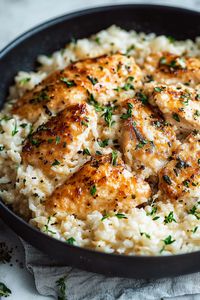 Discover the ultimate comfort food with this delicious one-pan chicken and rice recipe! Perfect for busy nights, it features tender chicken, creamy Parmesan rice, and customizable veggies like broccoli or mushrooms. Simple yet satisfying, this dish can be jazzed up with herbs and pairs beautifully with a fresh salad or a glass of white wine. Easy to make and even easier to enjoy, this creamy creation is sure to become a family favorite.