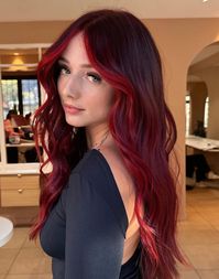 Valentines Red Hair with Bright Money Piece