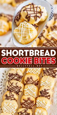 Create the perfect holiday baking recipe with Shortbread Cookie Bites! This bite sized Christmas dessert idea is great for cookie trays, drizzled with milk chocolate, white chocolate, or dark chocolate. They’re also freezer friendly. Try it now!