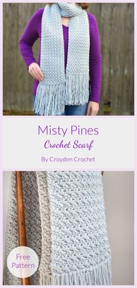 Learn to crochet this free scarf pattern that fetures a beautiful texture. A great beginner project! #crochet #crochetscarf #freecrochetpattern #beginnerscarfpattern