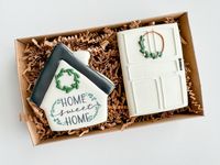 "Housewarming cookie gift box, door cookie with greenery wreath, farmhouse with \"home sweet home\" quote. Unique cookie gift box, gift for housewarming, realtor closing gift, our first home gift. Message me to custom house cookie design! This listing is for 2 ct sugar cookies. Size: 3\" to 4\" All my cookies are made to order, your cookies will made in small batches from scratch, they will arrive in individually cello bag heat sealed. SHIPPING USPS expected delivery changes for Priority Mail 2