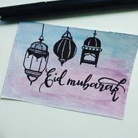 Eid Special post #1 #eidmubarak #eidgreetingcards #eidcards #painting #handlettering #eidpost #hyderabad #creativemuslimwomen #drawing…