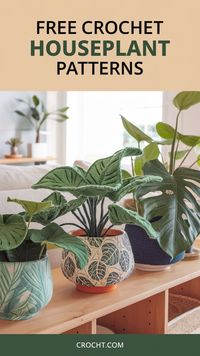 Crochet your own houseplants with these free patterns. Ideal for making beautiful, maintenance-free greenery for any room!