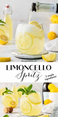 This Limoncello Spritz is a light and refreshing, bubbly cocktail full of bright lemon flavor. With just three simple ingredients and a few minutes of time, it's easy to make a single drink for yourself or a pitcher to enjoy with friends!