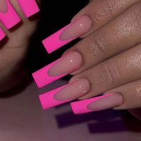 Go for the glam with these Extra Long Tapered Square Hot Pink French Fake Nails! Embrace a chic look with these stunning long tapered nails designed to fit snugly, hold their shape, and stay glamorous all day. Enjoy your pop star or Hollywood starlet look! 24 Nails in 10 sizes to fit most