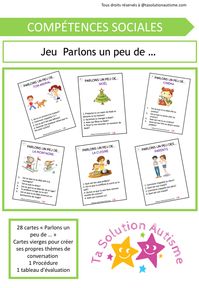 Des cartes questions aux thèmes variés pour travailler la conversation de façon ludique.  Un jeu éducatif pour améliorer & fluidifier les compétences de conversation (posture, contact visuel, volume sonore, ton...). #educationspecialisee, #habiletessociales