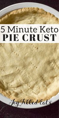 Easy Low Carb Pie Crust - Gluten-Free, Grain-Free, Keto, THM S - Only 3 Ingredients! - This Easy Keto Pie Crust can be either rolled or pressed into a pie plate & works for both sweet and savory recipes. #lowcarb #lowcarbrecipes #lowcarbdiet #keto #ketorecipes #ketodiet #thm #trimhealthymama #glutenfree #grainfree #glutenfreerecipes #recipes #desserts #dessertrecipes #ketodessert #lowcarbdessert #sugarfree #pie #piecrust