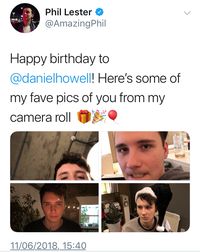 I logged onto twitter for the first time in a month for Dans bday. This was one of the first posts I saw... Not that I am complaining